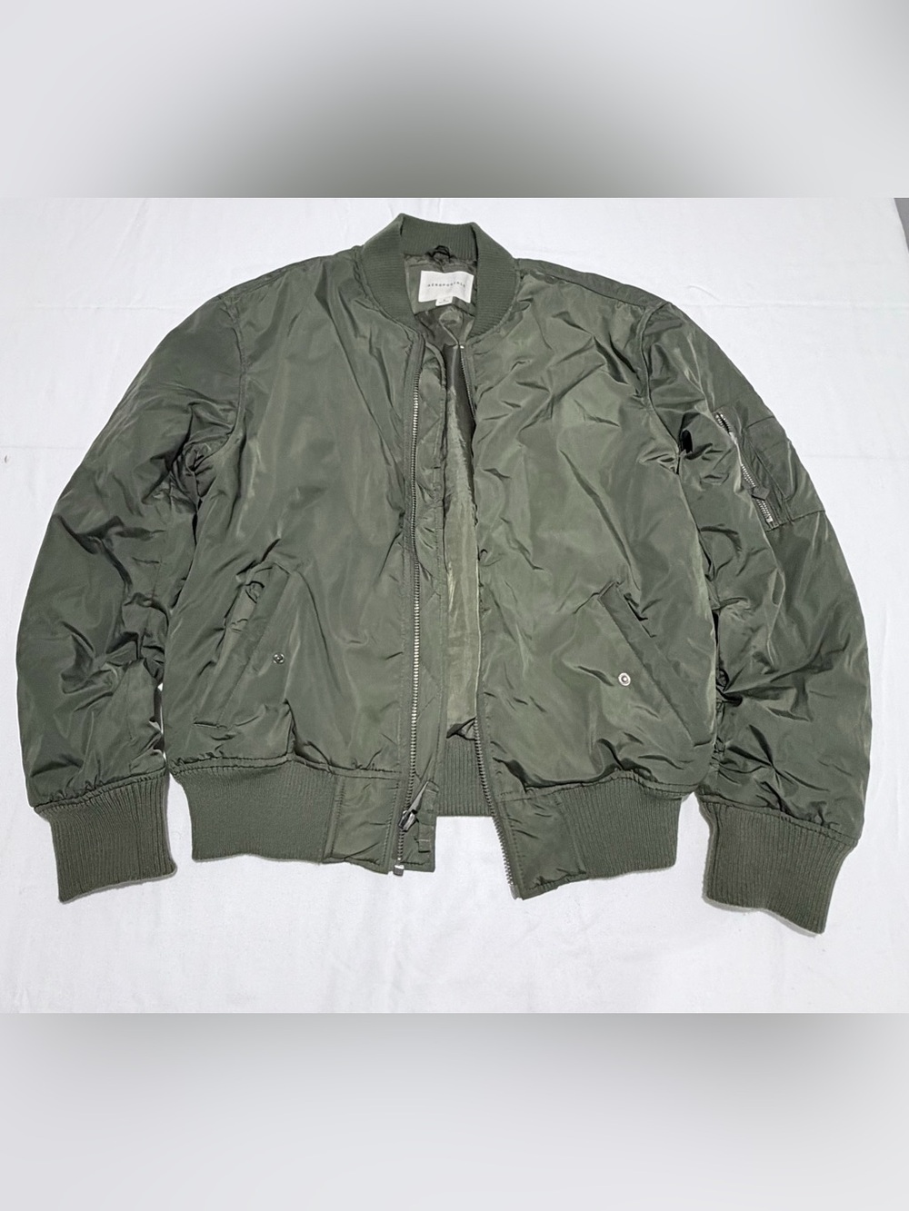 Aeropostale Men’s Olive Green Bomber Jacket Size Medium Unisex